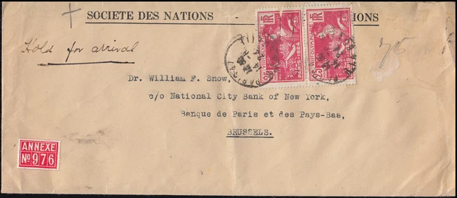 France 170 Olympia goddess of victory Nike MeF letter Völkberbund PARIS 14.8.1424