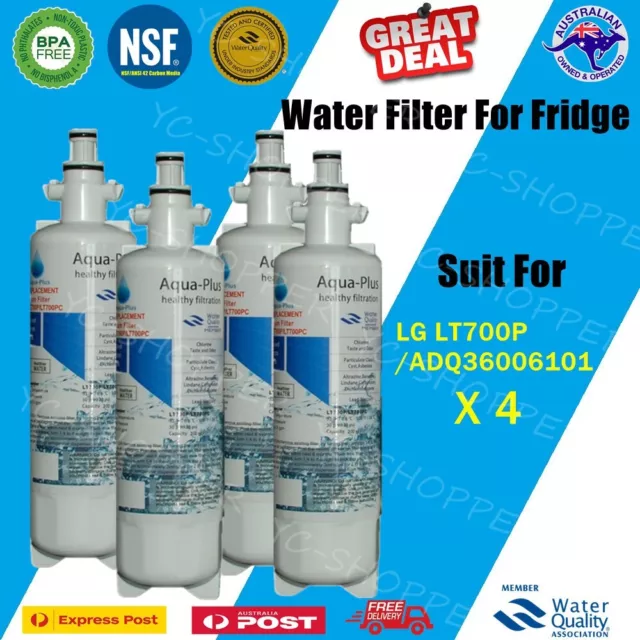 4 X Fridge Filter Premium Compatible LG LT700P ADQ36006101 ADQ36006101-S