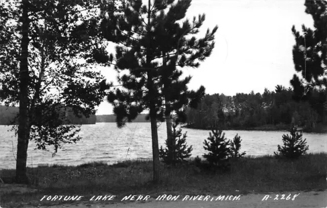 Fortune Lake near Iron River Michigan R-2268 Real Photo RPPC