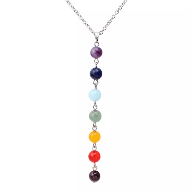 7 Chakra Gem Stone Bead Crystal Pendant Yoga Reiki Healing Chain Necklace SG