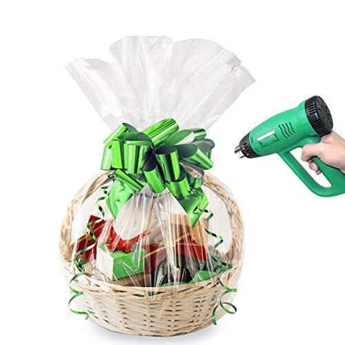 Shrink Wrap Basket Bags,10 Pieces 18x22 Inches Clear PVC Shrink Wrap Bags for
