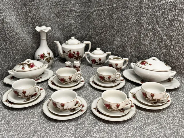 Vintage 29 Pcs. Porcelain Small Tea Set Floral  Japan