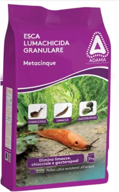 Esca LUMACHICIDA GRANULARE METACINQUE 5 Kg Elimina Limacce, Lumache, Chiocciole