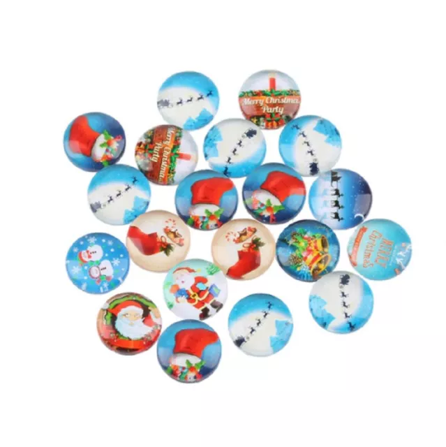 10 Weihnachten Weihnachtsmann Schneemann Weihnachten Cabochons gemischt Rund Glas Cabochon UK