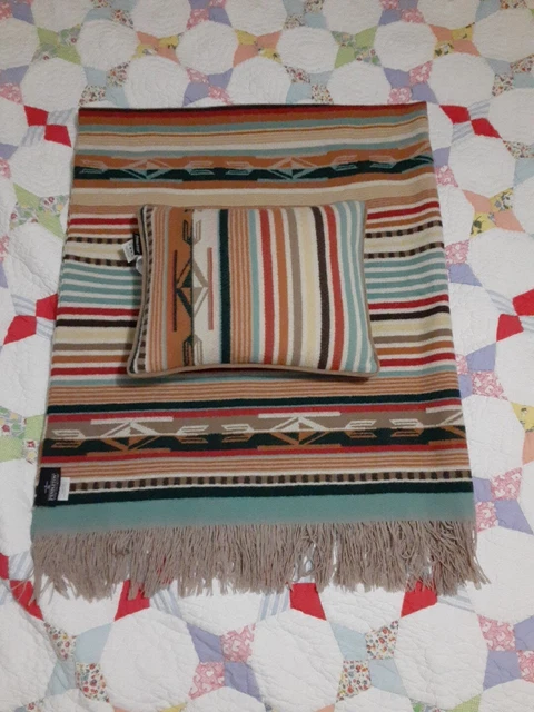 Pendleton Home Chimayo Wool Fringed Throw Blanket & Matching Throw Pillow