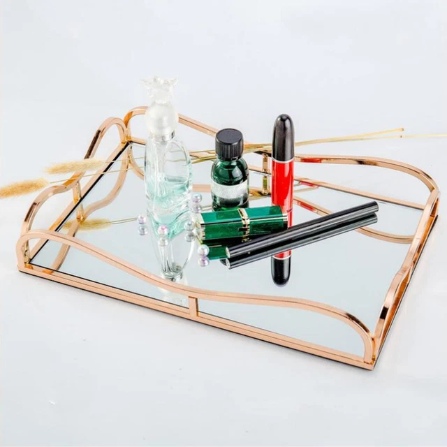 Plateau De Service Miroir – Métal Argenté – Occasion