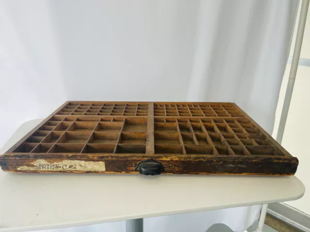 Wooden Vintage Printer's Tray Drawer Turned Letterpress Shadow Box