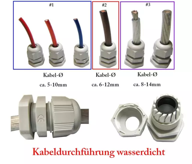 Zugentlastung / Kabeldurchführung verschraubt wasserdicht für Stromkabel etc. #2