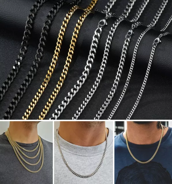 UK SHOP* STAINLESS Steel 316L Mens Curb Chain Cuban Link Necklace Boys  Chunky £10.99 - PicClick UK