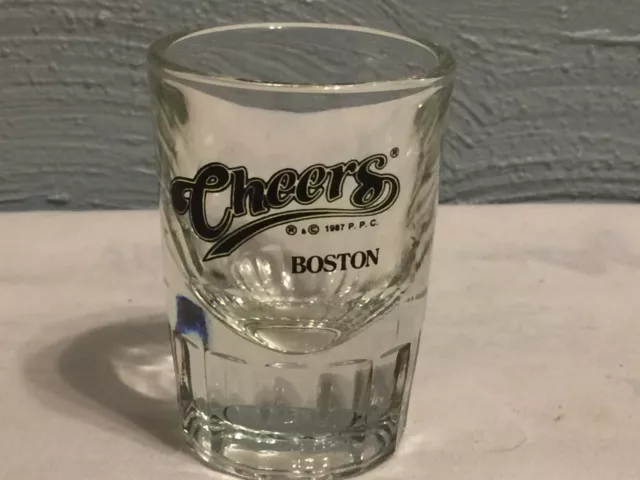 Cheers shot glass 1992 advertising heavy glass shot glass boston TV show comedy