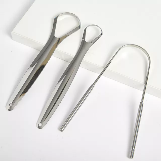 3Pcs Stainless Steel Tongue Scraper Cleaner Fresh Breath Cleaning Tongue Too'm' 2