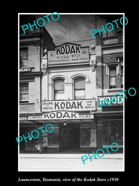 OLD LARGE HISTORIC PHOTO OF LAUNCESTON TASMANIA THE KODAK PHOTOS STORE c1950