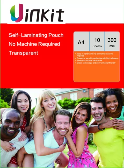 A4 Cold Self Sticky Laminating Pouch Clear Film 300 Mic -10 Sheets Uinkit