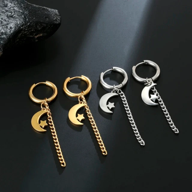 Feilok Orecchini a cerchio da uomo, in acciaio inox, con teschio, con zirconi, per donna, finto plug piercing, in acciaio inox, Acciaio inossidabile