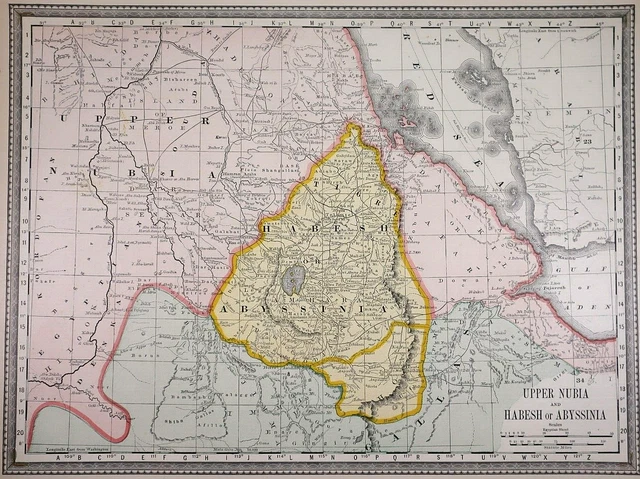 Authentic 1882 R McNally Atlas Map ~ NUBIA - ABYSSINIA ~ FreeS&H   Inv#143