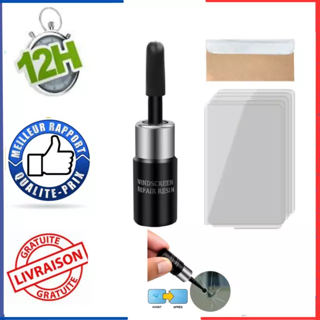 Lot De 2 x Kit Réparation Résine Pour Verre Fissuré Rayé Éclat