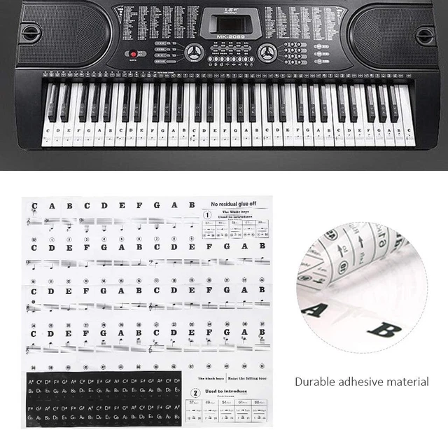 PVC Piano Stickers Keyboard Music Note Chart Removable Decal 49, 54 ,61 88 Keys