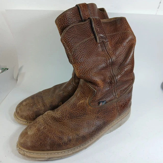 MENS SIZE 10.5 Justin Brown Buffalo/Bison/Bullhide? Leather Cowboy ...