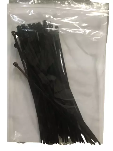 Black Cable Ties Zip Wraps (220mm x 4.8mm) VERY STRONG Nylon (20, 50 100 or 200)