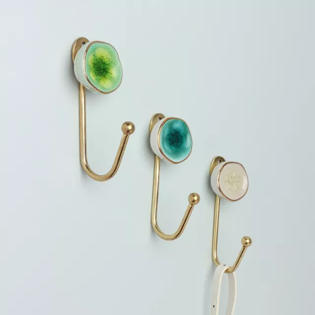 Rhodes Crackle Glaze Ceramic Wall Hooks