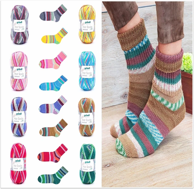 100g Gründl Hot Socks Sirmione 4-fach Sockenwolle stricken häkeln GP 69,90€/1kg