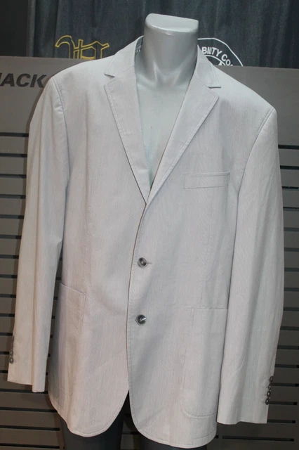 Costume Gris Rayé Bleu Serge Blanco - Veste Taille 56 (XL) Pantalon 48 - Occasion Proche Du Neuf