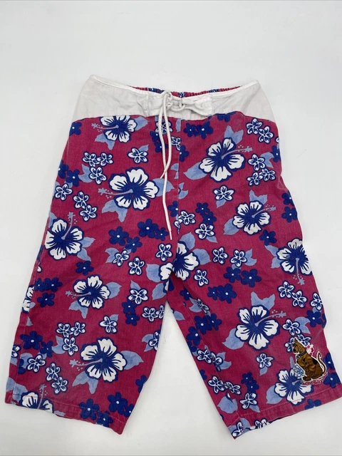 Vintage Board Shorts Boys XL (26)  Scooby Doo Floral Made in USA Summer Surf