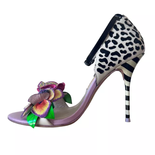 Sophia Webster Lilico Floral Jungle Leather Ankle Strap Stiletto Sandal 36.5 3