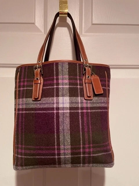 Coach plaid wool tote