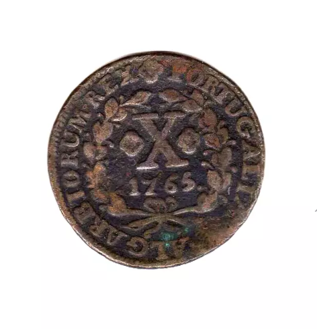 Portugal ( Jose I ) : 10 Reis 1765 VG ( Copper )