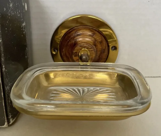 Vintage Country Collection Wall Mounted Soap Dish Solid Brass Glass Tray