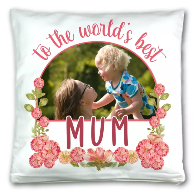 Personalised Photo World's Best Mum Cushion Cover Mother's Day Gift. Mom Mummy