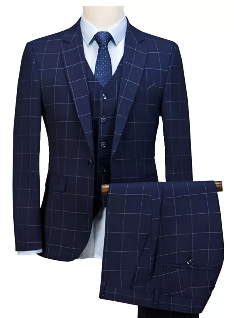 Men's 3 piece suit - Stylish Men's Blue Plaid Suit - Made to Measure - Weddings