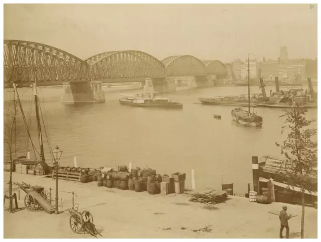 Nederland, Rotterdam, Willemsspoorbrug Vintage albumen print,  Tirage albuminé