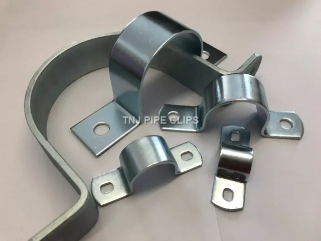 Steel Zinc Plated Pipe Clamp Fixing - Thick HEAVY DUTY 22mm to 165mm diff qtys