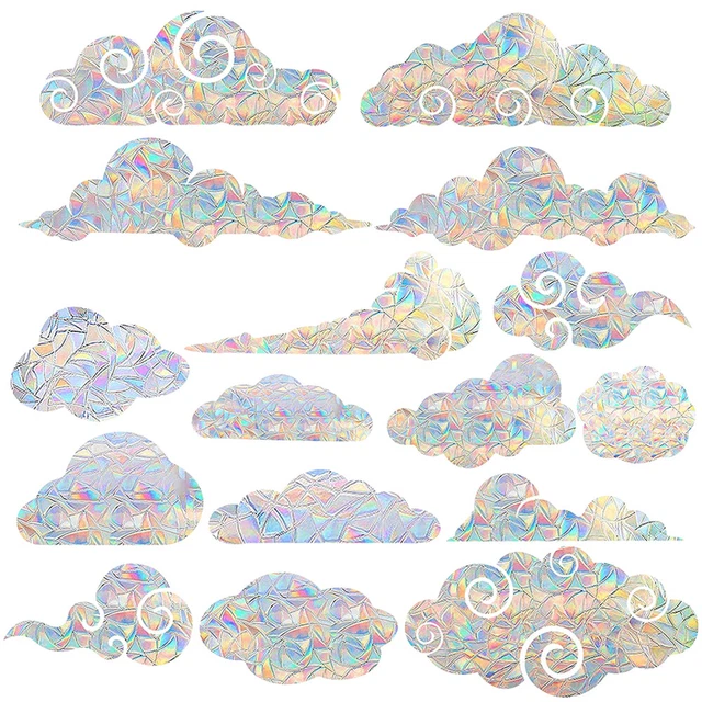 16Pcs Anti-Collision Window Cling Cloud Shape Decorative Static Window Sticker