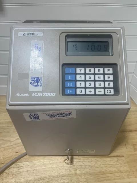 Amano MJR7000 Programmable & Calculating Time Recorder Turns On