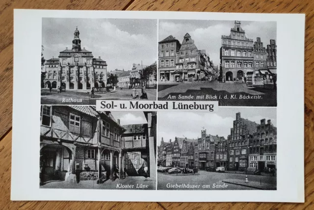 LÜNEBURG AM SANDE KL. BÄCKERSTRAßE alte Ansichtskarte Echt-Foto 50er 60er Jahre 3