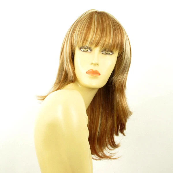 Perruque Femme Mi-Longue - Blond Méché, Synthétique, Bonnet Moyen, Avec Étiquettes