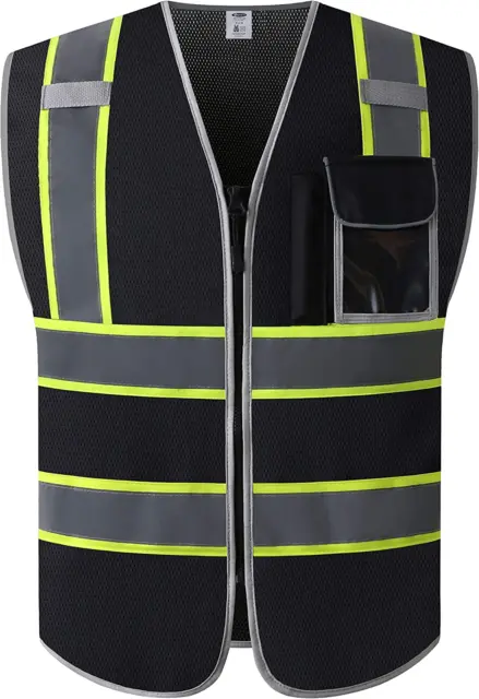 3 Pockets High Visibility Zipper Front Safety Vest MESH Lite