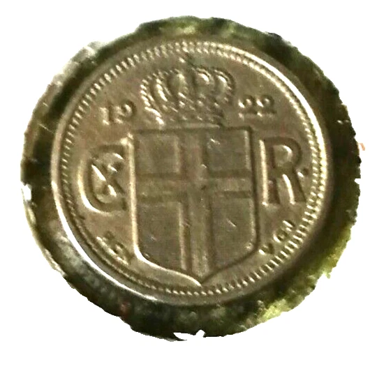 King Christian X ( Iceland ) Silver 10 Aurur Coin ( Dated 1922 ) Mint Cond Mh963