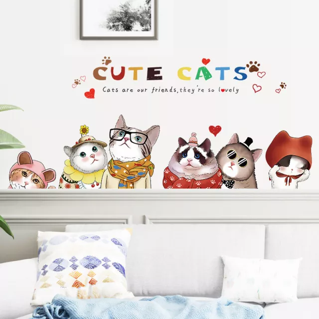 Lovely Cute Cats Removable Wall Stickers Home Decor DIY Vinyl Mural AU STOCK 2