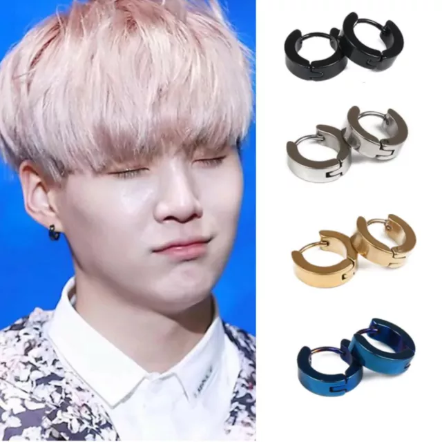 Buy Stud/hoop Steel BTS Kpop Style Korean 2cm Rectangle Charm Charm Earrings  7-7.5cm Online in India - Etsy