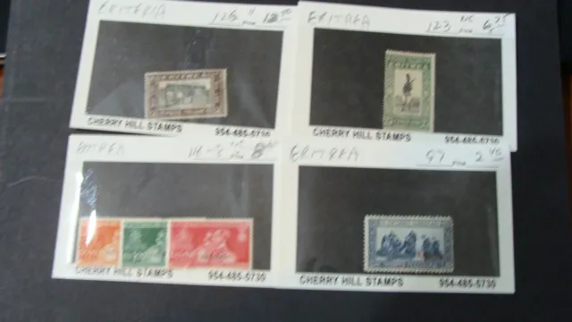 Eritrea Mint Lot In White Cards. Some Better Stamps