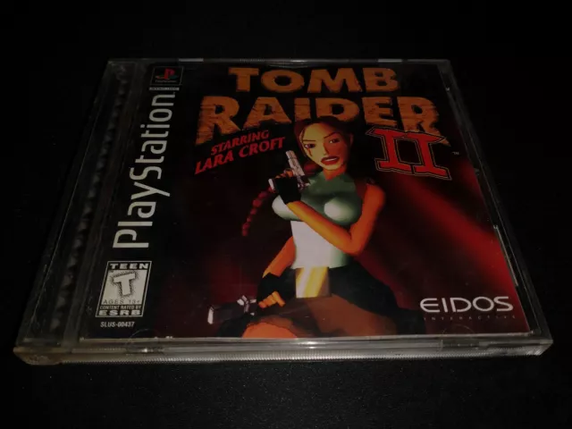 Tomb Raider II 2 Starring Lara Croft Black Label PS1 EX+NM Complete+reg card!
