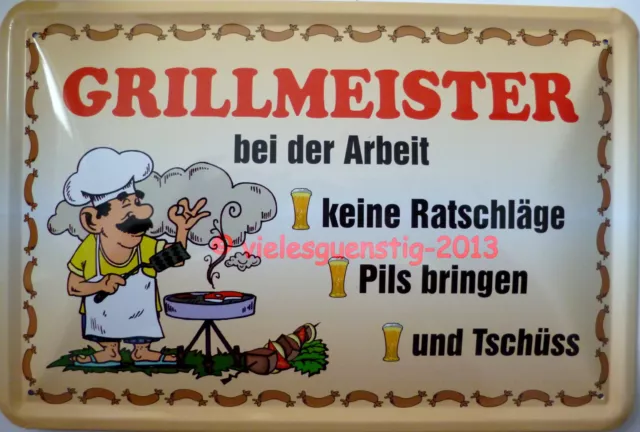 Blechschild 20x30 cm - Spruch - Grillmeister