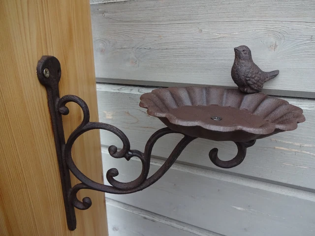 Nostalgische Vogeltränke, Gusseisen, Wandmontage, Wildvögel, Gartendeko 3