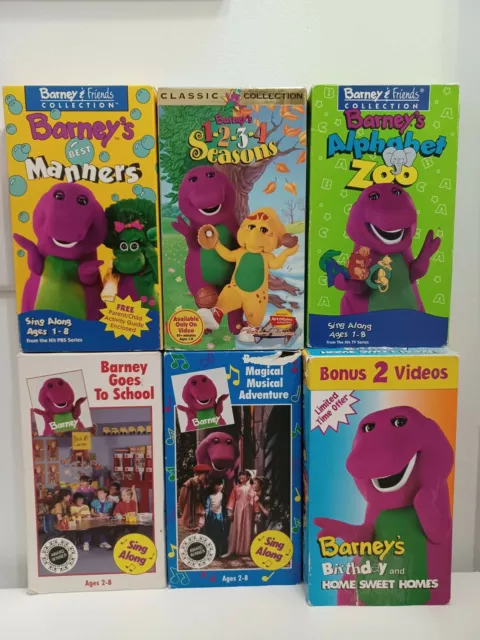 LOT OF 7 Barney VHS Tapes Sing Along School Alphabet Counting Birthday ...
