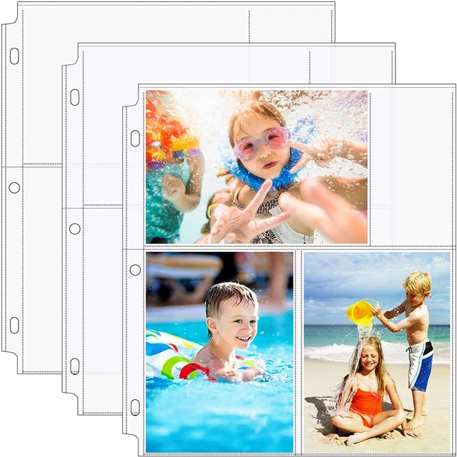 MaxGear Photo Sleeves for 3 Ring Binder 30 Pack - (4x6, for 180 Photos)，Archival