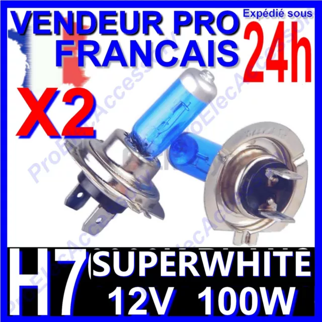 Kit DE 2 Ampoule Lampe Halogene Feu Phare XENON GAZ SUPER WHITE H7 100W 6500K